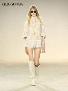 Cello Sonata | Lace And Stripe Lace-up Shirt