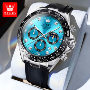 OLEVS Genuine Mens Watch 2022 Waterproof Fashion Luxury Leather Blue Gold Quartz Mens Watch Wrist Watch