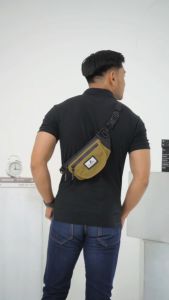Vitlexs Tas Waistbag Pria Bahan Canvas Tahan Air Tas Anti Air Cowok Bahan Canvas Tas Dada Cowok