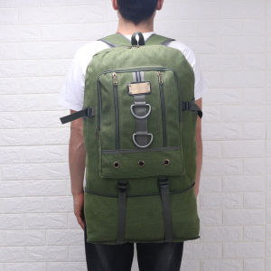 Outdoor Canvas 90L Mens Hiking Backpack Super Large Capacity Sports Dual-Shoulder Bag Travel Luggage Bag Youth Fashion