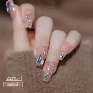 MONLEYTA | Wearable Manicure Nail Patches Summer New Style Short Medium Long Ice Transparent Color French Style Finished Product