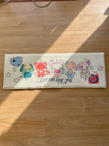 VIKAMA Cute Cartoon Carpet - Wool-like Synthetic Fiber Bedside Rug for Bedroom Soft Floor Mat for Living Room Home Decoration