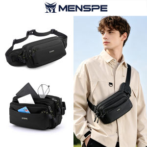 MENSPE Men Bag Nylon Chest Pack Multi-layer Chest Bag Crossbody Pack Zipper Waist Sports Bag Waterproof Bag Street Shoulder Bag Messenger Bag Travel Bag for Work or Business
