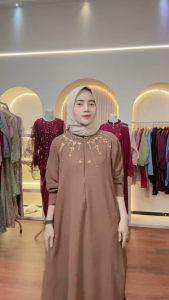 Kaftan Lesti Payet Gamis Polos Dress Lebaran Kondangan Muslim Syari Terbaru