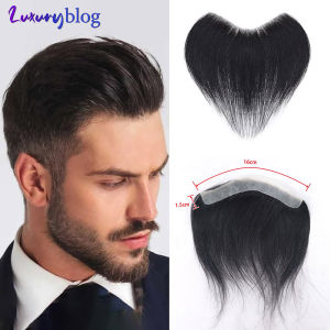 Mens Frontal Toupee V Loop 100% Human Hair Forehead Hairline Patch 0.06mm Thin Skin PU Hairline Mens Capillary Prosthesis