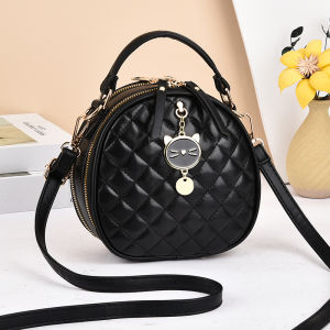 Trendy Geometric Womens Shoulder Bag Handbag Fashionable Versatile Crossbody Small round Bag Soft PU Casual Leisure