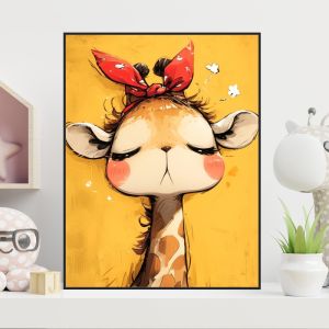 Simple Modern DIY Digital Painting Coloring Book Hand Drawn Cute Giraffe Stress Relief Filling Painting Style Home Decor Artwork