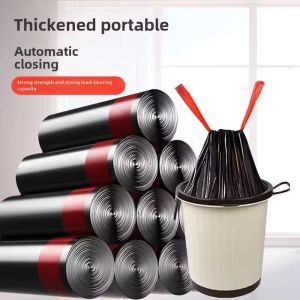 50PCS Black Drawstring Garbage Bags Household Garbage Bags Disposable Multipurpose Garbage Bag