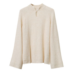 AMII | Traditional Chinese Style Loose Fit Sweater With Mandarian Collar