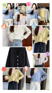 💥HOT SALE💥เสื้อไหมพรมคาร์ดิแกนแขนยาวจั๊ม แต่งฉลุ 6 สี