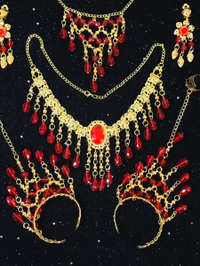 Belly Dance Hair Hoop Headdress Necklace Womens Performance for Stage Show Accessories