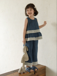 YOEHYAUL | Bộ Áo Babydoll Không T Tay Quần Jeans Ống Rộng Dáng Rộng Mát Mẻ Cho Mùa Hè