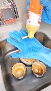 Găng tay rửa chén Silicon có gai giúp dễ dàng cọ rửa sạch bát đĩa lau chùi nhà cửa bếp nhà vệ sinh