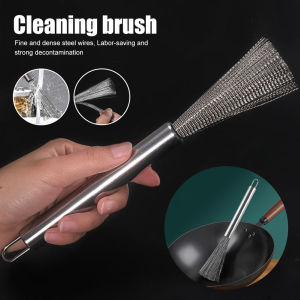 304 Stainless Steel Pot Brush Can Be Hung Long Handle Dishwashing Cleaning Pot Brush Household Strong Decontamination Kitchen Wire Brush