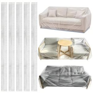 5Pcs Dustproof Furniture Cover Plastic Film Waterproof Paint Splash Protector for Bed Sofa Wall Floor Home Renovation