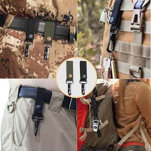 2PCS Tactical Molle Key Ring Chain Gear Clip Key Keeper Keychain Nylon Belt Key Holder Outdoor Carabiners Hanger Buckle Hook