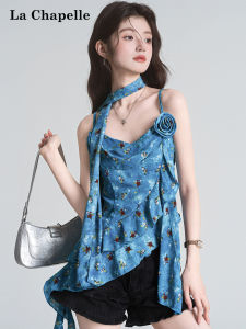 La Chapelle | Ruffled Irregular Floral Design Camisole Top