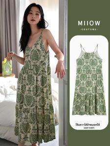 MiiOW | ชุดนอนผู้หญิงเซ็กซี่แขนกุดมีแผ่นเสริมหน้าอก ชุดนอนฤดูร้อน ชุดอยู่บ้าน ชุดเดรสยาวปานกลาง ชุดนอนผู้หญิง MiiOW Catwoman 2025