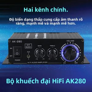 Âm Thanh Hifi 2.0 Kênh Khuếch Đại Âm Thanh Mini 12V Bộ Khuếch Đại Công Suất Cho Xe Hơi Nhà Bass AK280 AK270 AK170 Kỹ Thuật Số Rạp Hát Tại Nhà