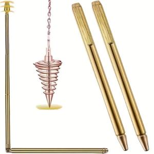 2pcs 99.9% Pure Copper Dowsing Sticks Metal Detector Rod Copper Probe For Water Gold Finding Treasure Hunting Divination Tools