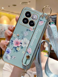 เคสซิมี 14 pro แบบนุ่ม ป้องกันการตกหล่น แบบมีสายรัดข้อมือ ลายดอกไม้ ดีไซน์เรียบง่าย สไตล์นิ่งๆ สำหรับผู้หญิง