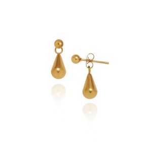 Bead Teardrop Stud Earrings Silver 18K Gold Plated • Waterproof Non-Tarnish 316L Stainless Titanium Steel Hypoallergenic Fashion Statement Earring For Women ER412