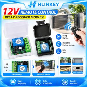 Hlinkey kích thước nhỏ 1 kênh 12V điều khiển từ xa không dây Receiver 433Mhz máy phát tần số vô tuyến công tắc Rơle cho rèm khóa điện động cơ thiết bị