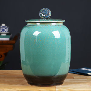 Large Ceramic Tea Canister Sealed Puer Tea Cake Storage Container Moisture Proof Handmade Chinese Style Tea Utensils