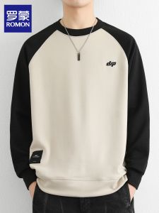 ROMON | Long Sleeve Casual Color Block T-shirt