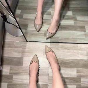 Giày Đế Bằng Mũi Nhọn Da Bóng Kiểu Pháp Cho Nữ Giày Đế Mềm Nhẹ Mùa Xuân Thu Giày Cao Gót Bằng Da PU