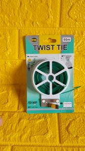 50m PVC Green Plastic Twist Tie Wire Spool Roll with Cutter for Garden Yard Plant - 1 Roll