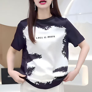 UYFY | Fashionable Printed Loose Short Sleeve Round Neck T-Shirt Womens Summer Casual Top Large Size Comfortable Personality Design