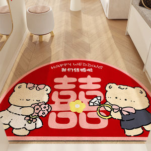 BEIAISI | Anti-slip Dirt-resistant Red Half Round Door Carpet