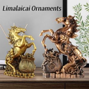 31CM Horse Ornaments Horse Success Feng Shui Horse Statue Sculpture Home Office Decoration Tabletop Decor Ornaments for Wealth and Success Good Lucky Gifts