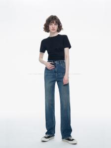 Retro Classic American Style Womens High Waist Loose Straight Leg Fleece Lined Jeans Spring Autumn Winter Casual Long Pants