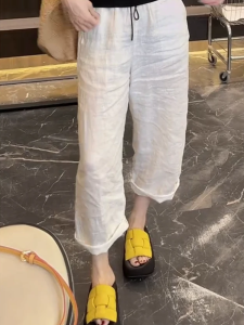 Shalldoer | High Waist Straight Leg Elastic Waist Casual Pants Womens Korean Style Summer New Loose Wide Leg Pants Fashionable Slimming