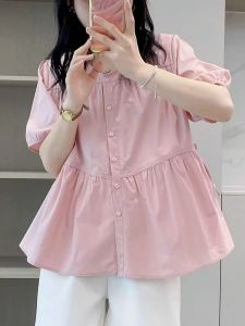 Summer Maternity Shirt Short Sleeve Baby Doll Top Womens Loose Belly Covering Fashionable Two-Piece Set Korean Style round Neck