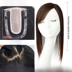 Defancy | Swiss Mesh Double Needle Lightweight Womens Hair Extension Piece Natural Looking Seamless Real Human Hair For Covering Gray Hair