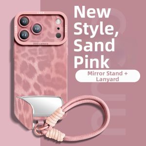 Full-coverage Shockproof Protective Case with Mirror and Stand for iPhone Models Hand Rope Large View