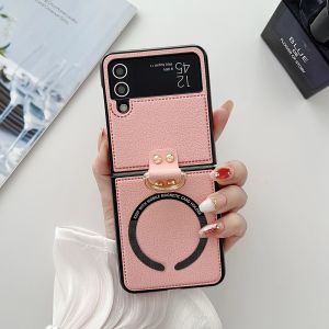 Ốp Điện Thoại Samsung Galaxy Z Flip 8/7/6/5/4 Bằng Da PU Flip8 Có Nam Châm Kèm Giá Đỡ Nhẫn Tương Thích Sạc Không Dây