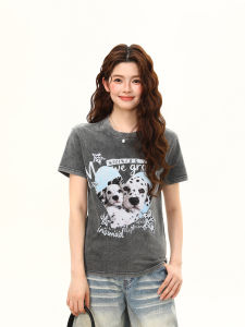 WILDAZI | Retro Washed Spotted Dog Womens T-Shirt Summer Trend
