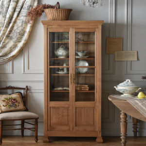 American Retro Double Door Solid Wood Bookcase Display Cabinet Multi-layer Storage Cabinet Living Room Furniture Bookshelf