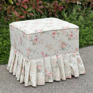 French Pastoral Vintage Floral Single Sofa American Fabric Skirt Small Apartment Wingback Chair Living Room Bedroom Sofa