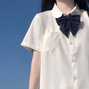 LF Original JK Uniform Shirt Womens Short Sleeve Japanese Style Basic Style Easiest for Match Pure Color Student Preppy Style White Tr Shirt