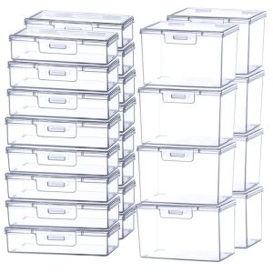 3/5PCS Portable Transparent Plastic Storage Box Reusable Rectangular Small Items Storage Box with Lid Dustproof Organization Box
