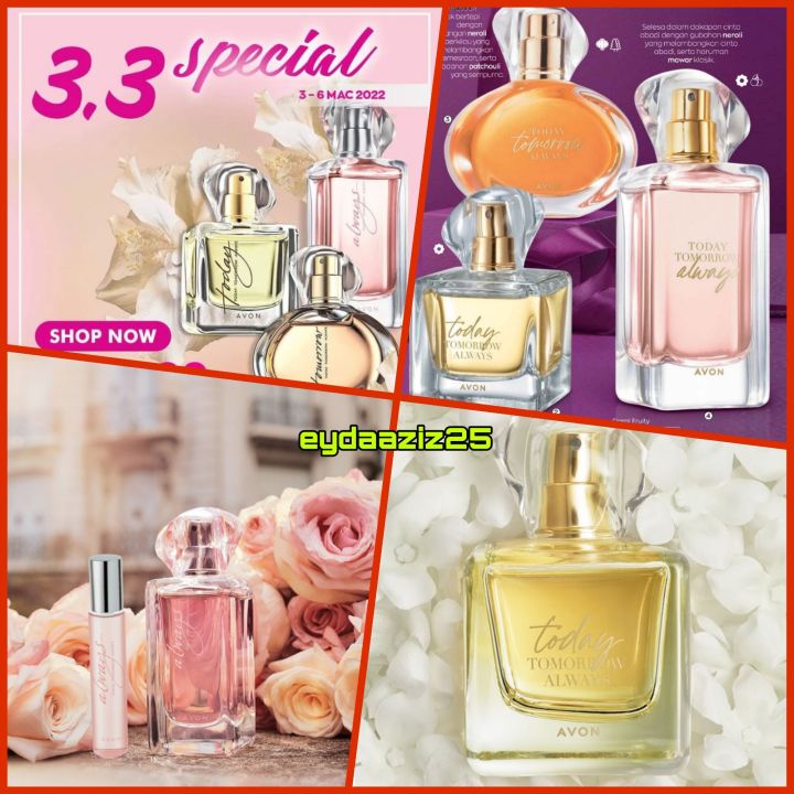 Perfume Avon Today Tomorrow Always Eau de Parfum 50ml bau tahan sehingga 8  jam