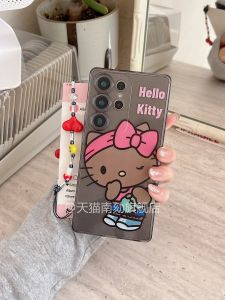 เคสโทรศัพท์ Samsung S25 Ultra พร้อมสายคล้อง เปลือกป้องกันสีสะท้อนแสงสุดน่ารัก เปลือกนิ่มลายแมว KT สไตล์ K-POP