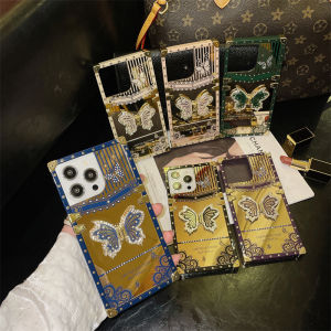 Case Samsung A14 A13 A12 A22 A23 A24 A32 A53 A54 A33 A72 A52 S22 Ultra S22 Plus S23 Ultra S23 Plus S21 Ultra S21 Plus S24 Plus S24 Ultra CasePink Butterfly Square Soft TPU Edges for iPhone 12 Pro Max CaseMetal Decoration Corner