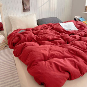 Nordic Simple Washed Cotton Bedding Set 1.8m Duvet Cover And Sheet Student Three Piece Set Four Piece Set Mixed Camel Blue