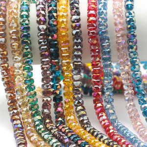75Pcs/Lot 5x8mm Wheel Beads Natural AB Faceted Crystals Glass Beads for Jewelry Making DIY Bracelet Nacklace Garment Decor